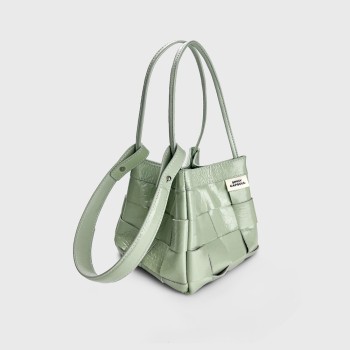 Bucket bag, chain, diamond grid bag, leather one shoulder crossbody bag